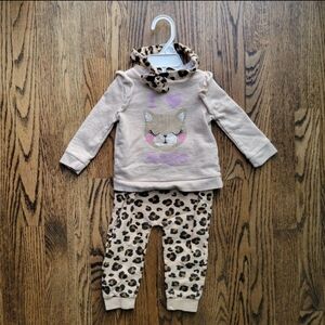 Crown & Ivy Baby 9 Months Cat I Love Naps Fleece Sweatshirt Cheetah Leopard